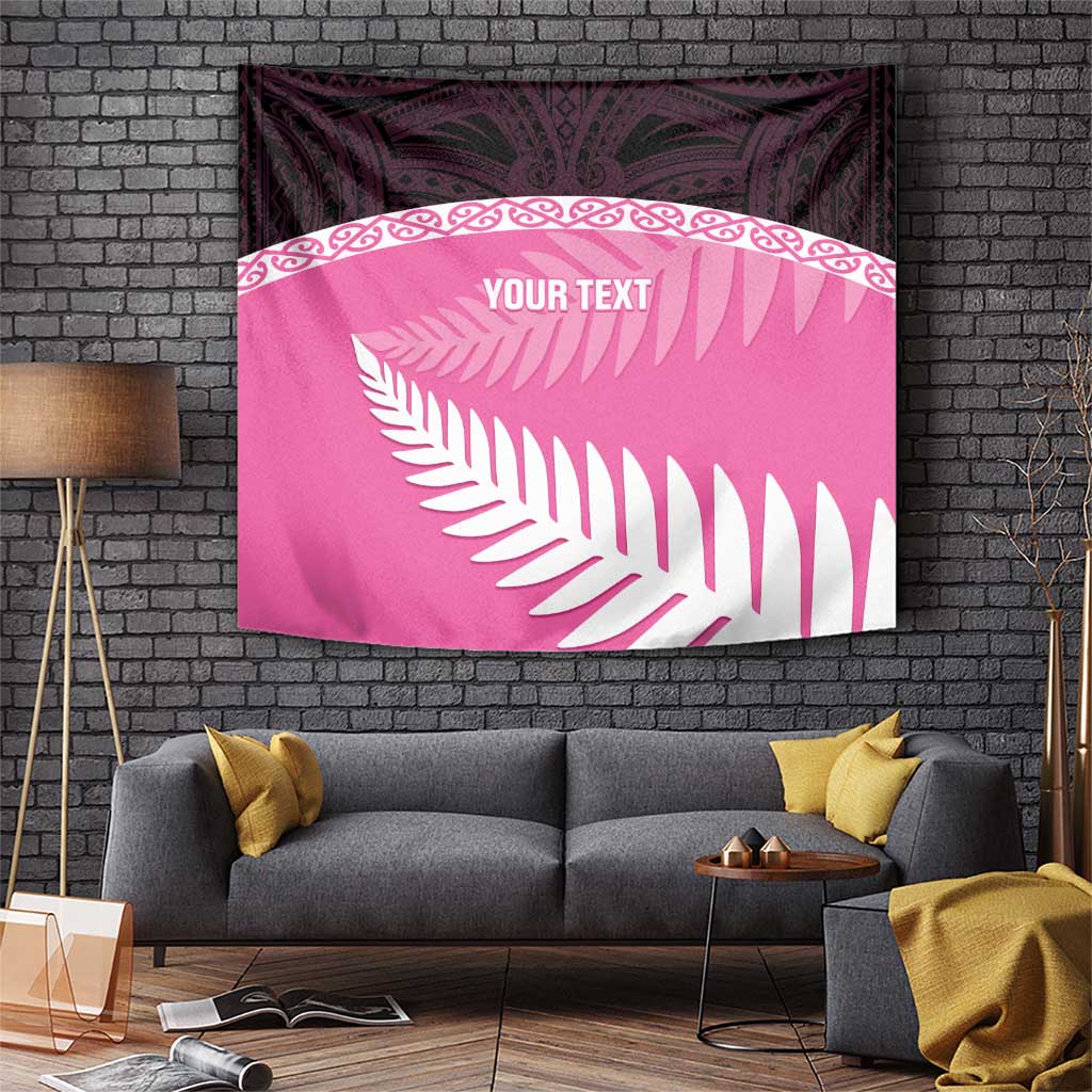 Custom New Zealand Aotearoa Cricket Tapestry Go White Silver Fern LT14 Pink - Polynesian Pride