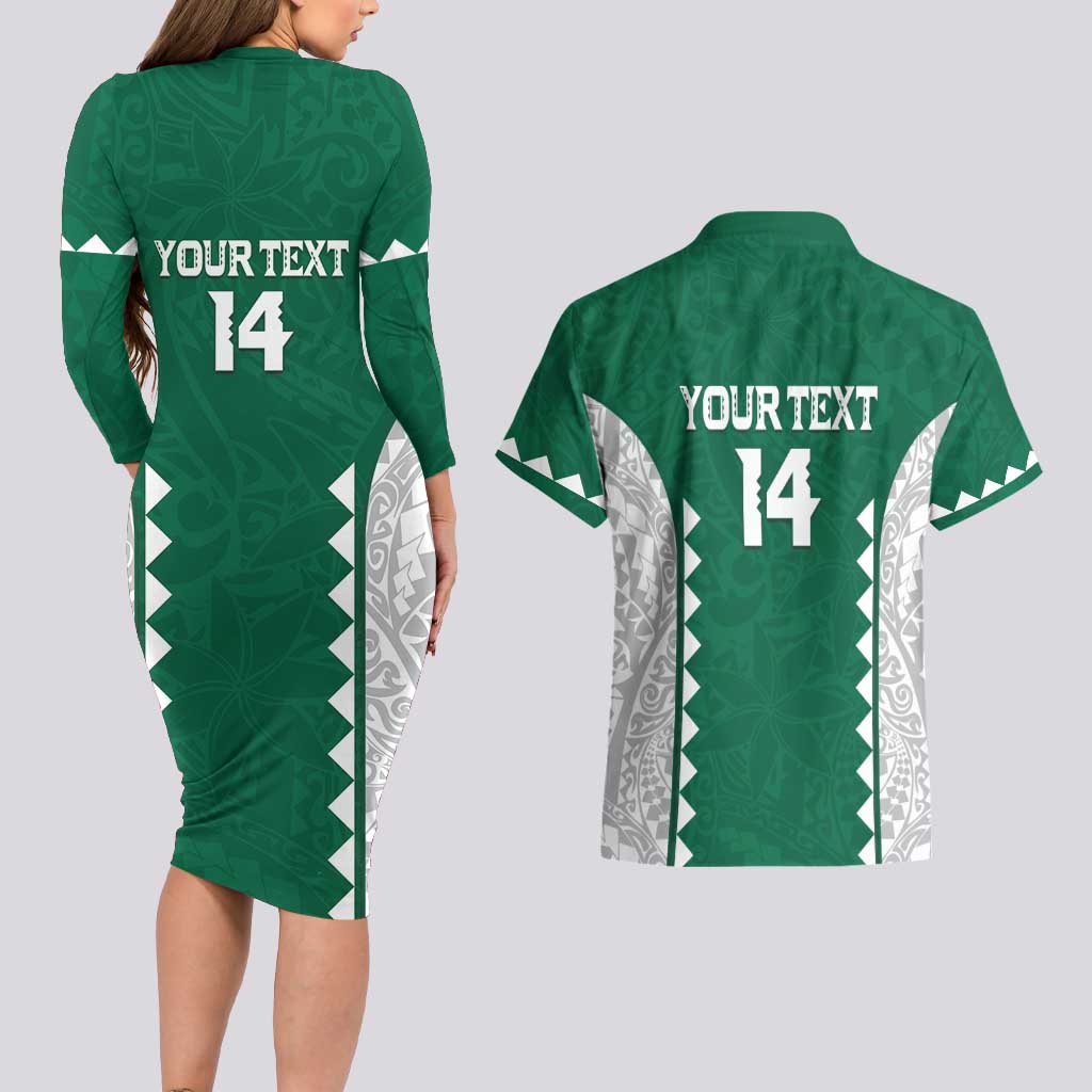 Custom Hawaii Volleyball Couples Matching Long Sleeve Bodycon Dress and Hawaiian Shirt Hawaiian Kakau Pattern