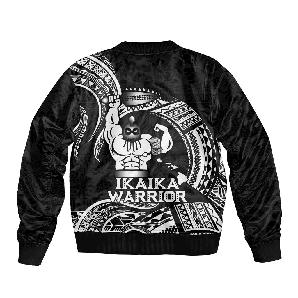 Black Hawaii Ikaika Warrior Bomber Jacket Hawaiian Power