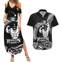 Black Hawaii Ikaika Warrior Couples Matching Summer Maxi Dress and Hawaiian Shirt Hawaiian Power
