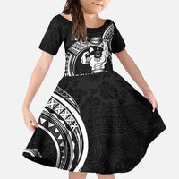 Black Hawaii Ikaika Warrior Family Matching Off The Shoulder Long Sleeve Dress and Hawaiian Shirt Hawaiian Power