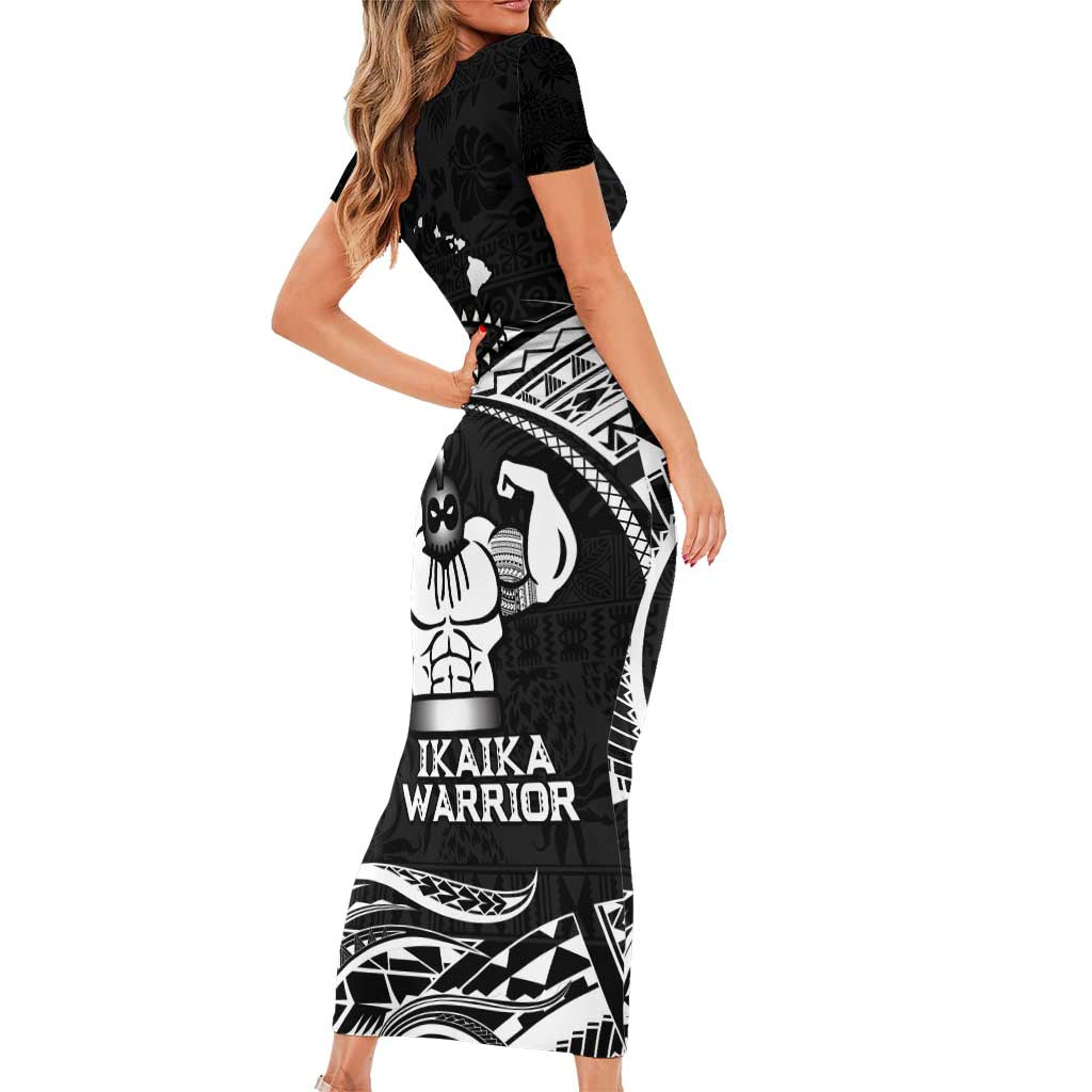 Black Hawaii Ikaika Warrior Short Sleeve Bodycon Dress Hawaiian Power
