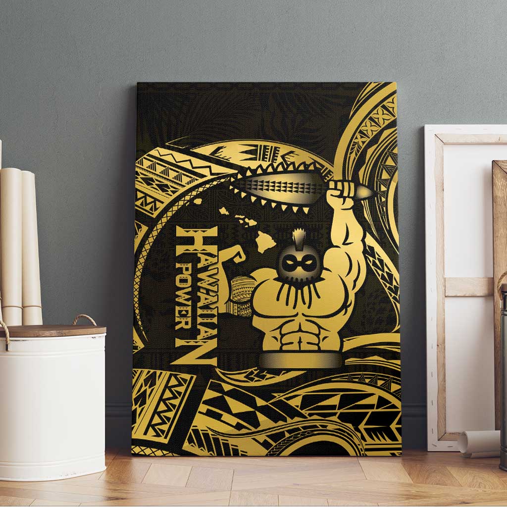 Gold Hawaii Ikaika Warrior Canvas Wall Art Hawaiian Power