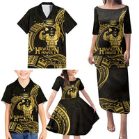 Gold Hawaii Ikaika Warrior Family Matching Puletasi and Hawaiian Shirt Hawaiian Power