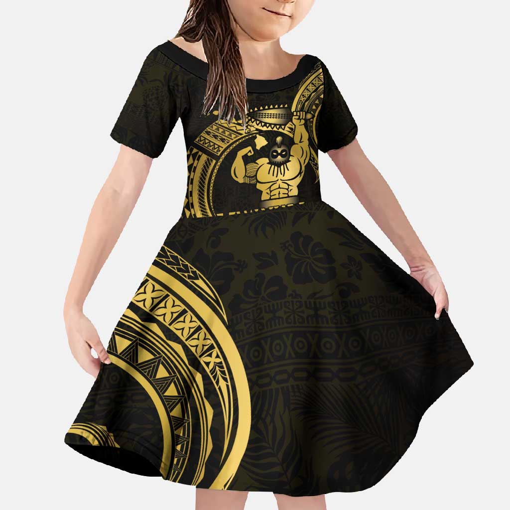 Gold Hawaii Ikaika Warrior Family Matching Tank Maxi Dress and Hawaiian Shirt Hawaiian Power