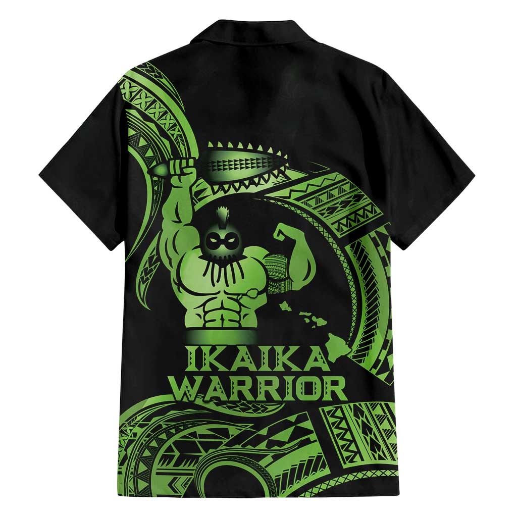 Green Hawaii Ikaika Warrior Family Matching Long Sleeve Bodycon Dress and Hawaiian Shirt Hawaiian Power