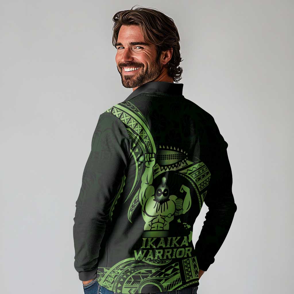 Green Hawaii Ikaika Warrior Long Sleeve Polo Shirt Hawaiian Power LT14 - Polynesian Pride