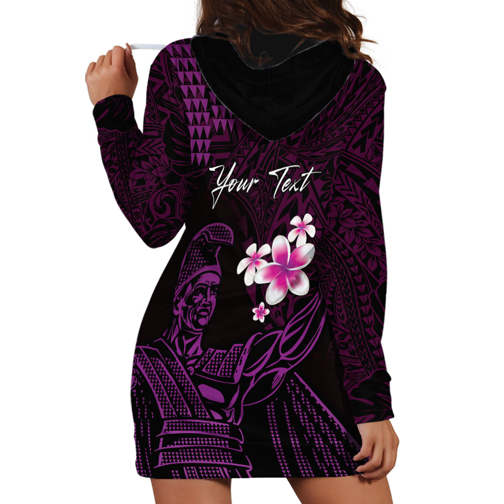 Personalised Hawaii King Kamehameha Day Hoodie Dress Plumeria With Kakau Pattern - Purple LT14 - Polynesian Pride