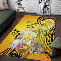 Polynesia Easter Day Area Rug He Is Risen Lilium Longiflorum Polynesian Pattern