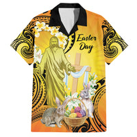 Polynesia Easter Day Family Matching Tank Maxi Dress and Hawaiian Shirt He Is Risen Lilium Longiflorum Polynesian Pattern LT14 Dad's Shirt - Short Sleeve Gold - Polynesian Pride
