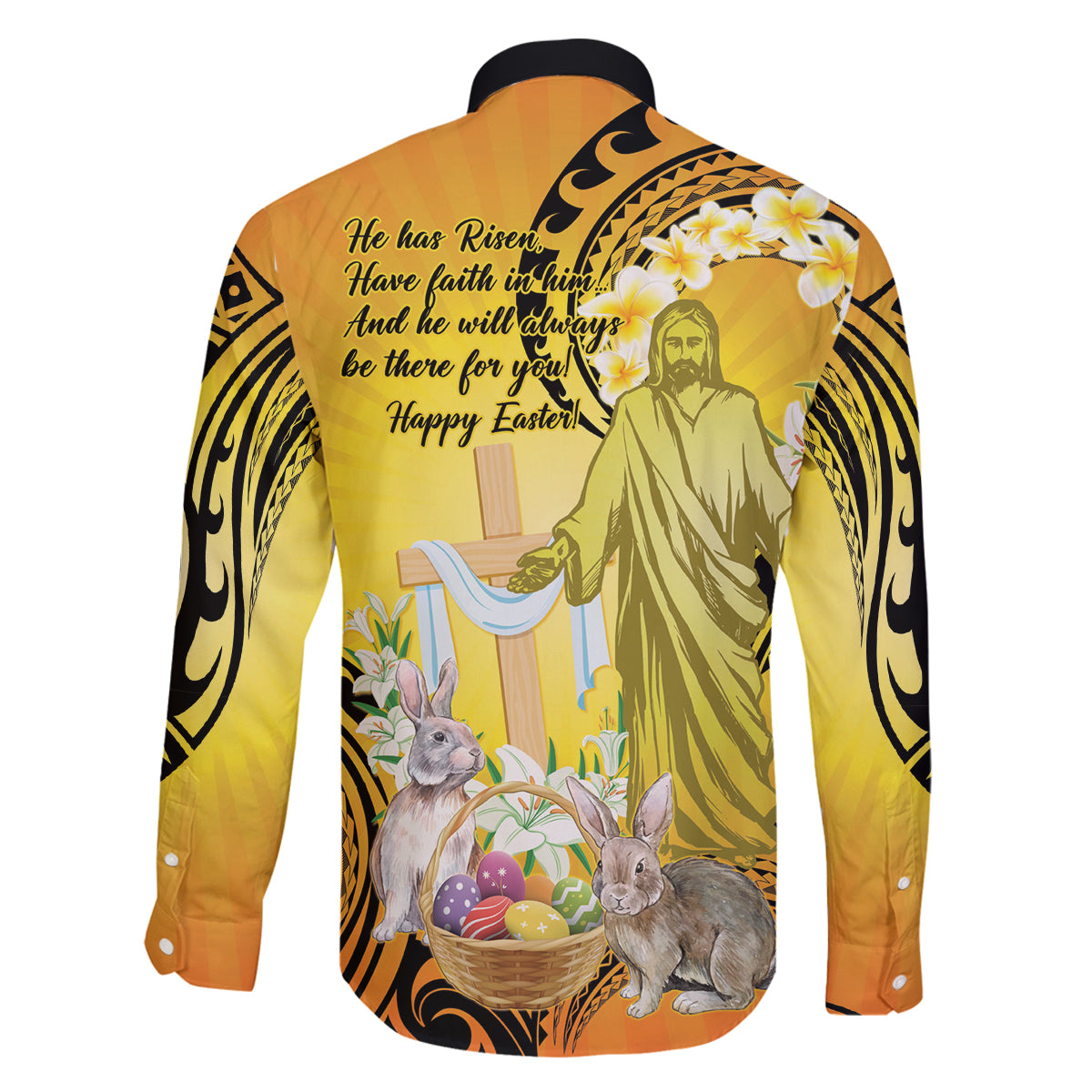 Polynesia Easter Day Family Matching Tank Maxi Dress and Hawaiian Shirt He Is Risen Lilium Longiflorum Polynesian Pattern LT14 - Polynesian Pride