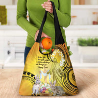 Polynesia Easter Day Grocery Bag He Is Risen Lilium Longiflorum Polynesian Pattern