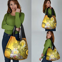 Polynesia Easter Day Grocery Bag He Is Risen Lilium Longiflorum Polynesian Pattern