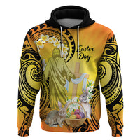 Polynesia Easter Day Hoodie He Is Risen Lilium Longiflorum Polynesian Pattern LT14 Pullover Hoodie Gold - Polynesian Pride