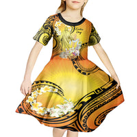 Polynesia Easter Day Kid Short Sleeve Dress He Is Risen Lilium Longiflorum Polynesian Pattern
