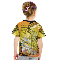 Polynesia Easter Day Kid T Shirt He Is Risen Lilium Longiflorum Polynesian Pattern