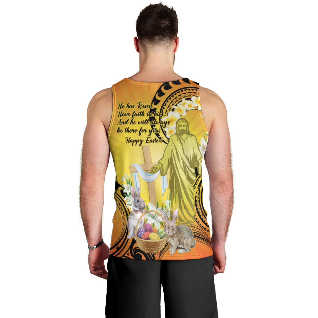 Polynesia Easter Day Men Tank Top He Is Risen Lilium Longiflorum Polynesian Pattern