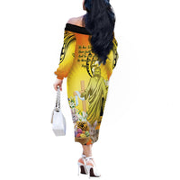 Polynesia Easter Day Off The Shoulder Long Sleeve Dress He Is Risen Lilium Longiflorum Polynesian Pattern LT14 - Polynesian Pride
