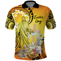 Polynesia Easter Day Polo Shirt He Is Risen Lilium Longiflorum Polynesian Pattern