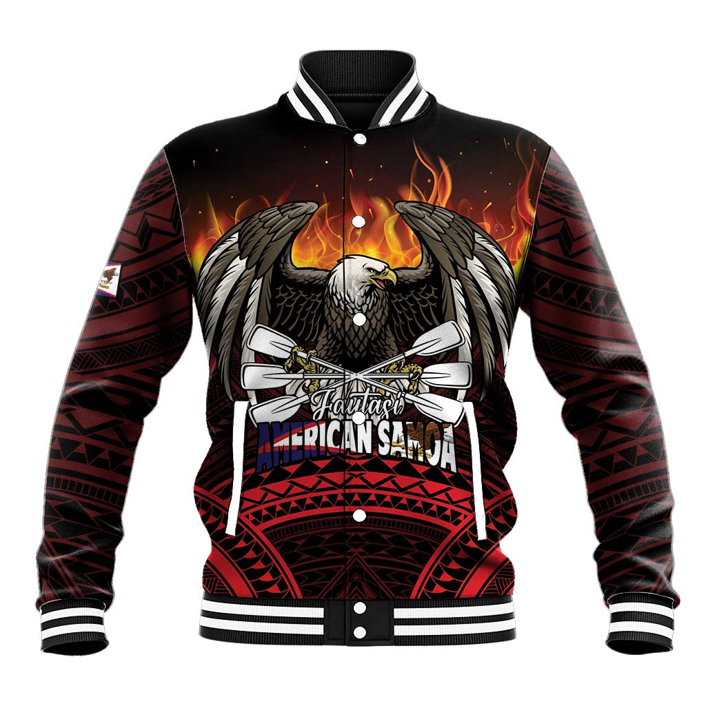Fautasi Race Day American Samoa Baseball Jacket Bald Eagle Polynesian Tattoo