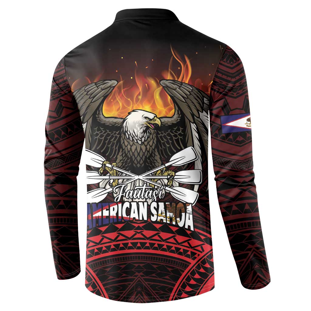 Fautasi Race Day American Samoa Button Sweatshirt Bald Eagle Polynesian Tattoo