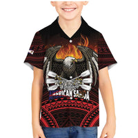 Fautasi Race Day American Samoa Family Matching Mermaid Dress and Hawaiian Shirt Bald Eagle Polynesian Tattoo