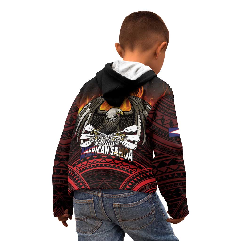 Fautasi Race Day American Samoa Kid Hoodie Bald Eagle Polynesian Tattoo