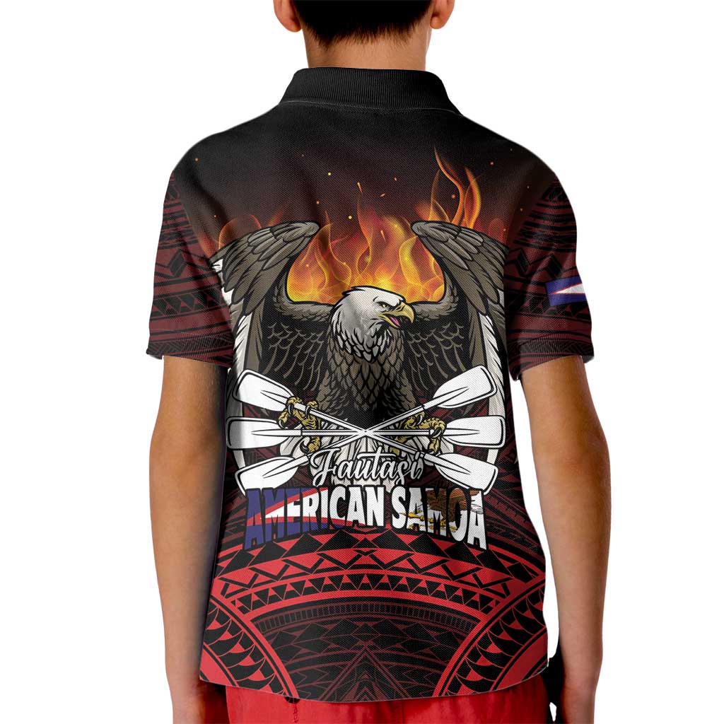 Fautasi Race Day American Samoa Kid Polo Shirt Bald Eagle Polynesian Tattoo