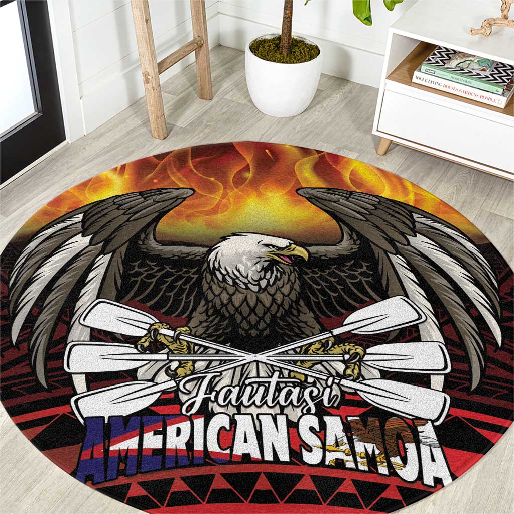 Fautasi Race Day American Samoa Round Carpet Bald Eagle Polynesian Tattoo