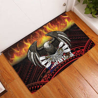 Fautasi Race Day American Samoa Rubber Doormat Bald Eagle Polynesian Tattoo