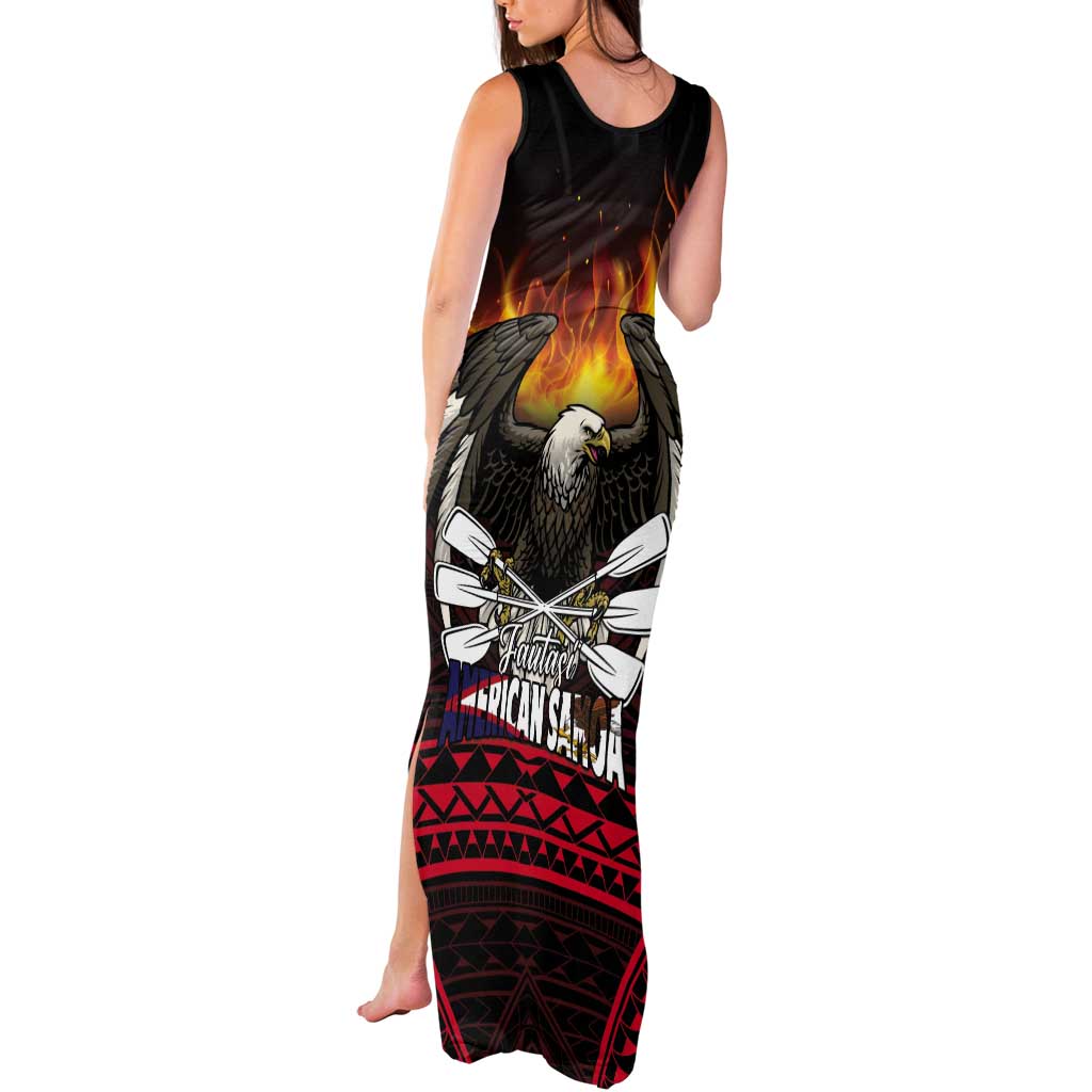 Fautasi Race Day American Samoa Tank Maxi Dress Bald Eagle Polynesian Tattoo