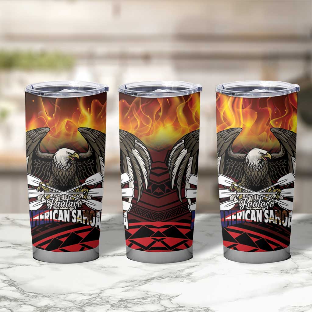 Fautasi Race Day American Samoa Tumbler Cup Bald Eagle Polynesian Tattoo