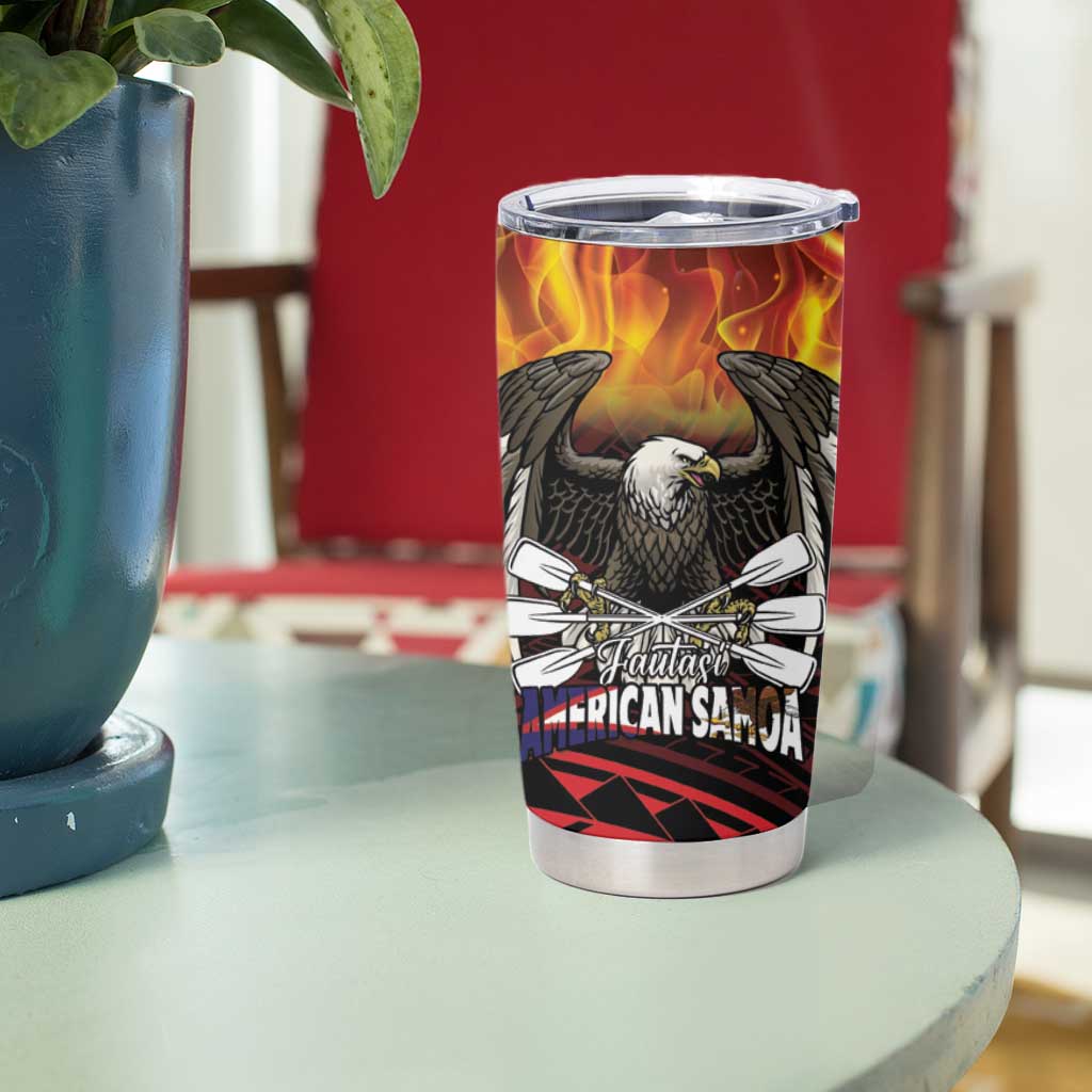 Fautasi Race Day American Samoa Tumbler Cup Bald Eagle Polynesian Tattoo