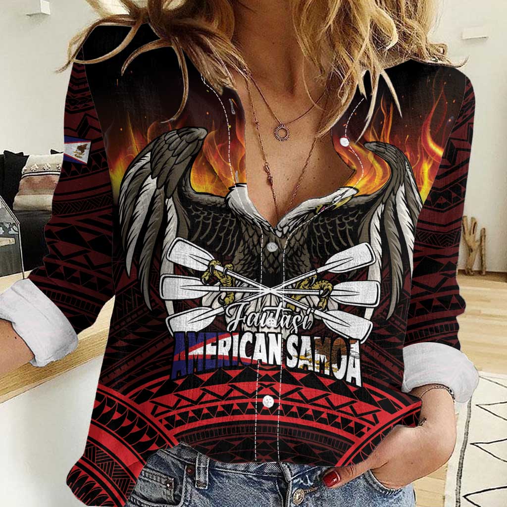 Fautasi Race Day American Samoa Women Casual Shirt Bald Eagle Polynesian Tattoo