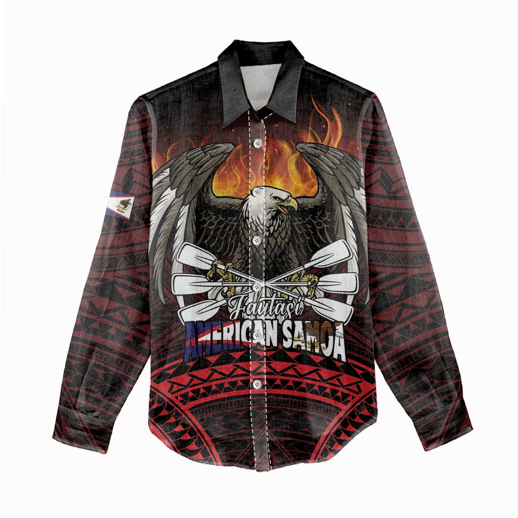 Fautasi Race Day American Samoa Women Casual Shirt Bald Eagle Polynesian Tattoo