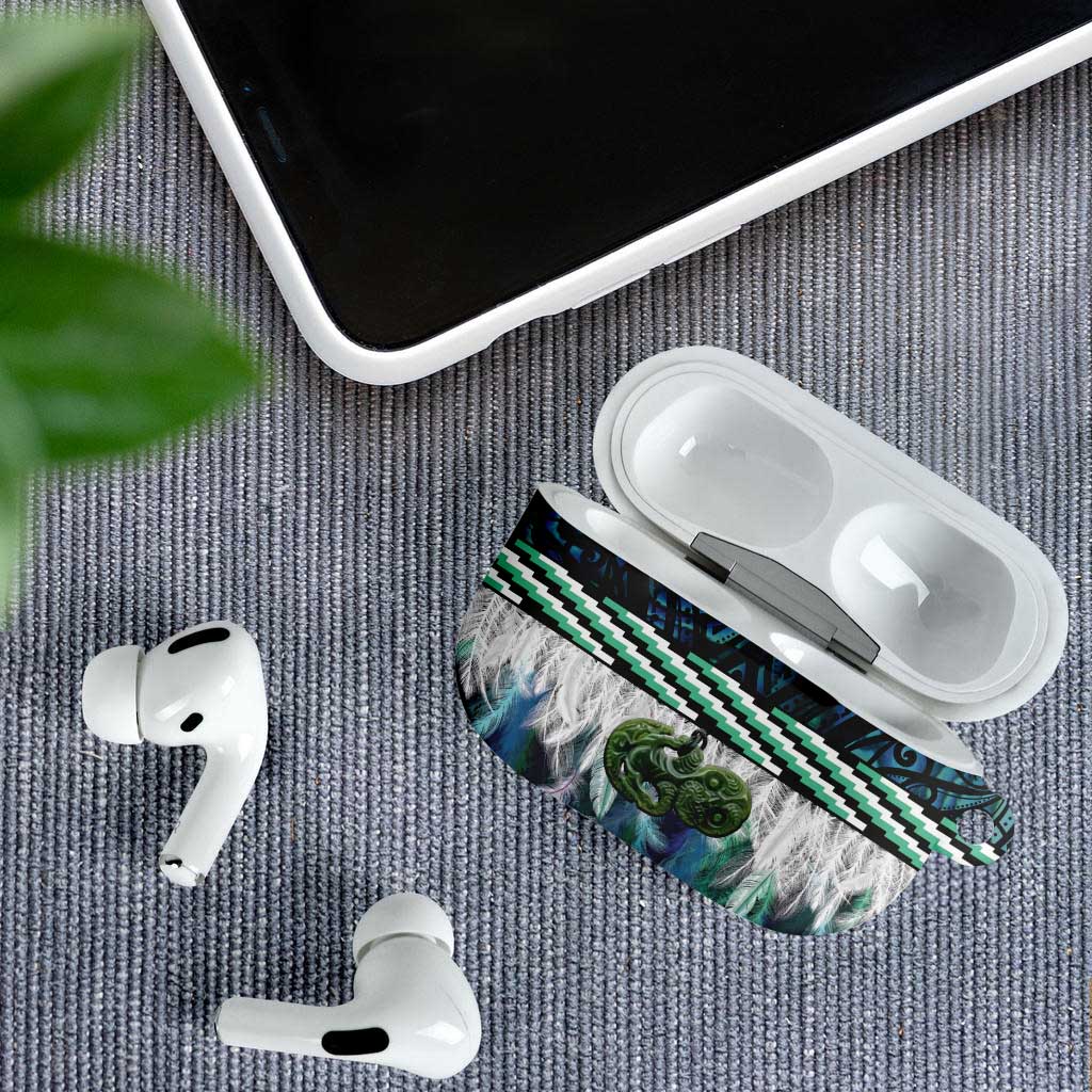 Turquoise Traditional Cloak Aotearoa AirPods Case Maori Paua Shell Korowai Pattern - Polynesian Pride