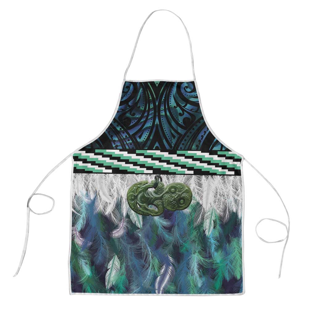 Turquoise Traditional Cloak Aotearoa Apron Maori Paua Shell Korowai Pattern - Polynesian Pride