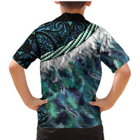 Turquoise Traditional Cloak Aotearoa Family Matching Mermaid Dress and Hawaiian Shirt Maori Paua Shell Korowai Pattern