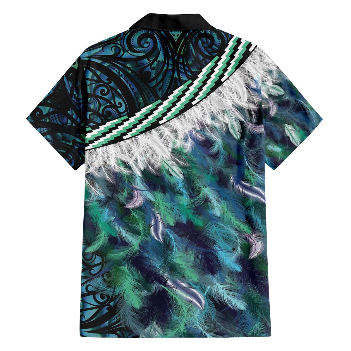 Turquoise Traditional Cloak Aotearoa Family Matching Off The Shoulder Long Sleeve Dress and Hawaiian Shirt Maori Paua Shell Korowai Pattern