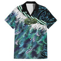 Turquoise Traditional Cloak Aotearoa Family Matching Short Sleeve Bodycon Dress and Hawaiian Shirt Maori Paua Shell Korowai Pattern