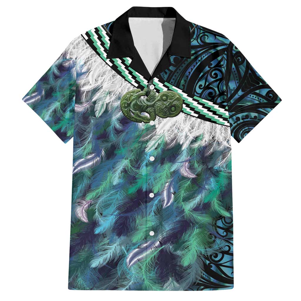 Turquoise Traditional Cloak Aotearoa Family Matching Summer Maxi Dress and Hawaiian Shirt Maori Paua Shell Korowai Pattern
