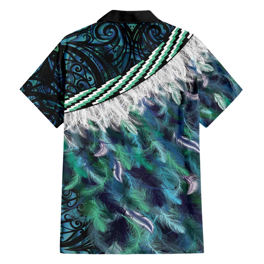 Turquoise Traditional Cloak Aotearoa Hawaiian Shirt Maori Paua Shell Korowai Pattern