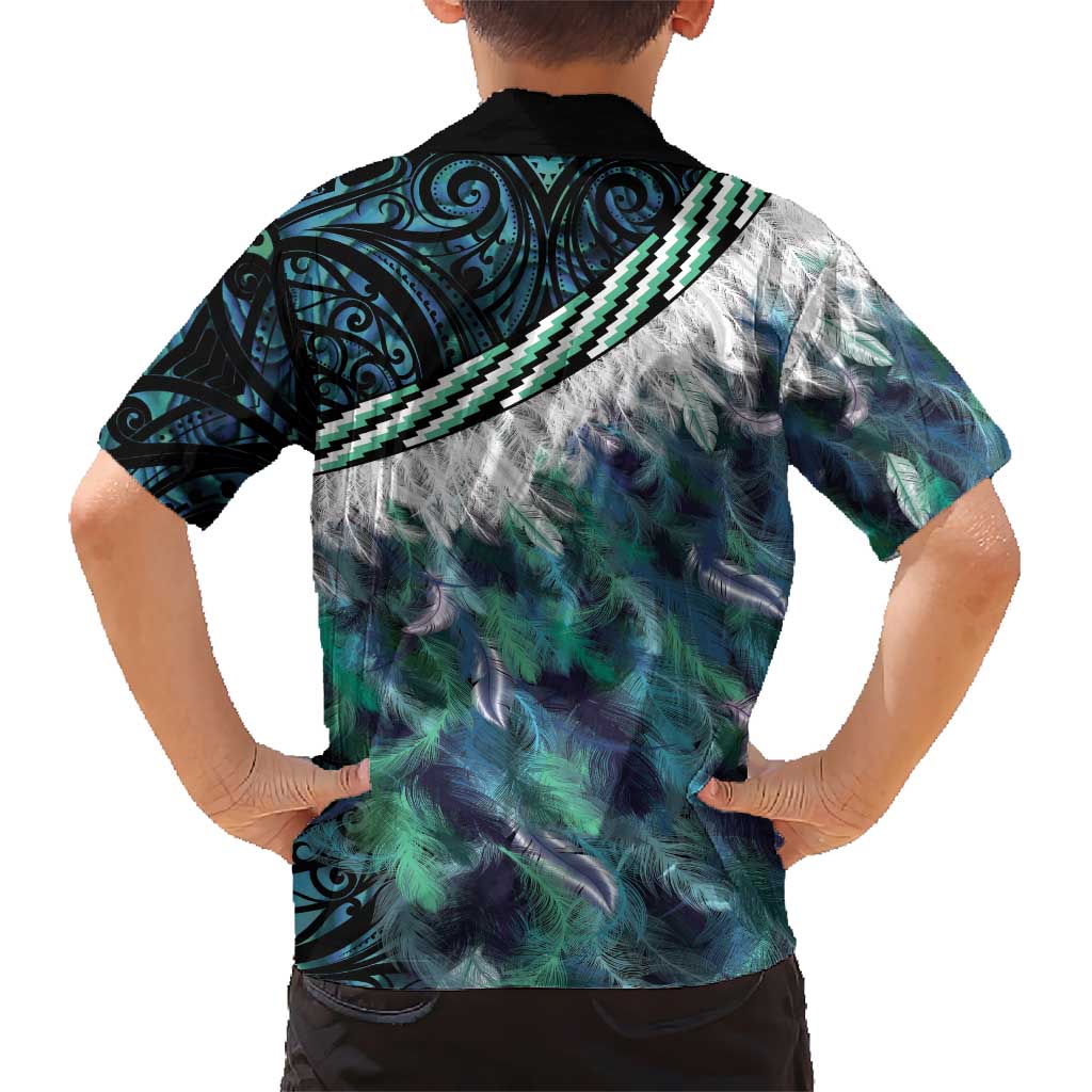 Turquoise Traditional Cloak Aotearoa Hawaiian Shirt Maori Paua Shell Korowai Pattern