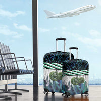 Turquoise Traditional Cloak Aotearoa Luggage Cover Maori Paua Shell Korowai Pattern