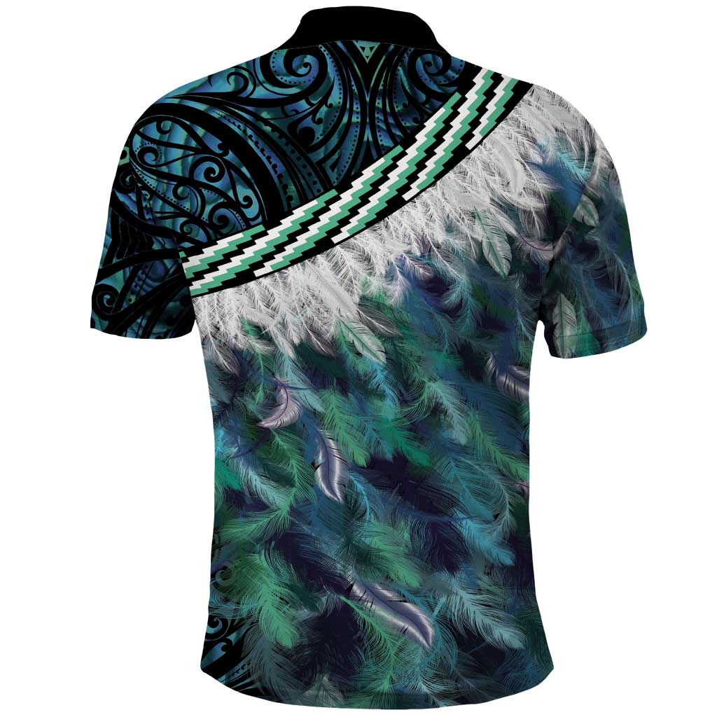 Turquoise Traditional Cloak Aotearoa Polo Shirt Maori Paua Shell Korowai Pattern LT14 - Polynesian Pride