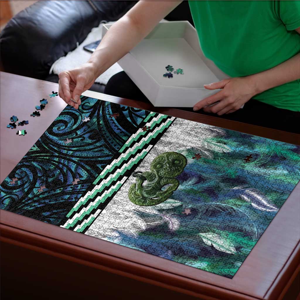 Turquoise Traditional Cloak Aotearoa Puzzle Maori Paua Shell Korowai Pattern - Polynesian Pride