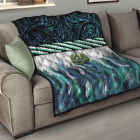 Turquoise Traditional Cloak Aotearoa Quilt Maori Paua Shell Korowai Pattern