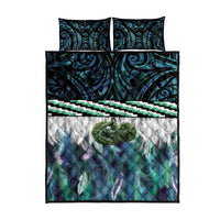 Turquoise Traditional Cloak Aotearoa Quilt Bed Set Maori Paua Shell Korowai Pattern