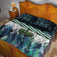 Turquoise Traditional Cloak Aotearoa Quilt Bed Set Maori Paua Shell Korowai Pattern