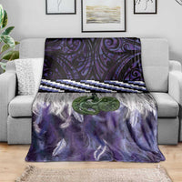 Purple Traditional Cloak Aotearoa Blanket Maori Paua Shell Korowai Pattern
